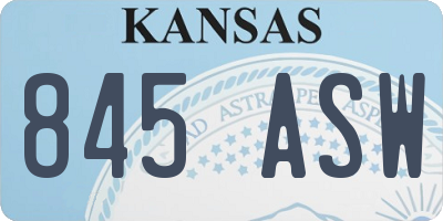 KS license plate 845ASW