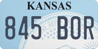KS license plate 845BOR
