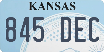 KS license plate 845DEC
