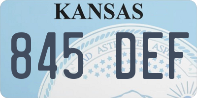 KS license plate 845DEF