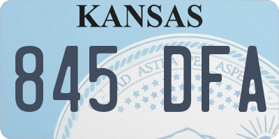 KS license plate 845DFA
