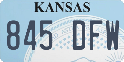 KS license plate 845DFW