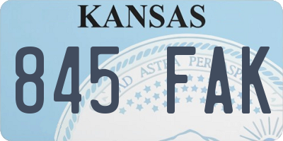 KS license plate 845FAK