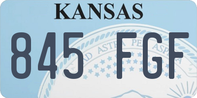 KS license plate 845FGF