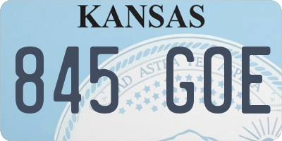 KS license plate 845GOE