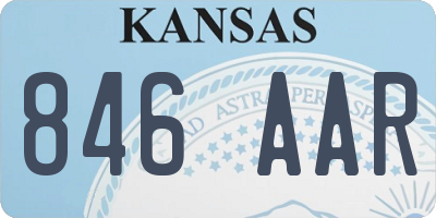 KS license plate 846AAR