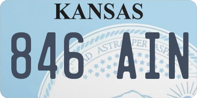 KS license plate 846AIN