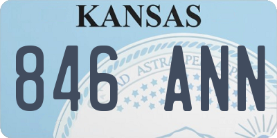 KS license plate 846ANN