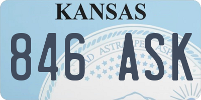KS license plate 846ASK
