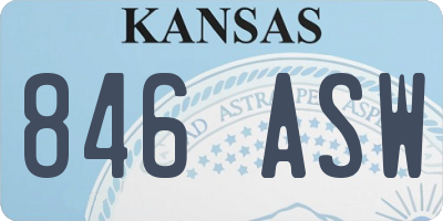 KS license plate 846ASW