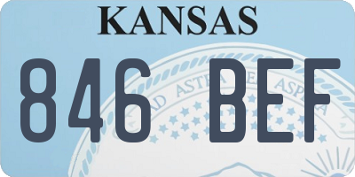 KS license plate 846BEF