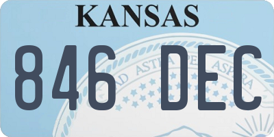 KS license plate 846DEC