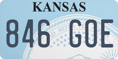 KS license plate 846GOE