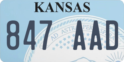 KS license plate 847AAD