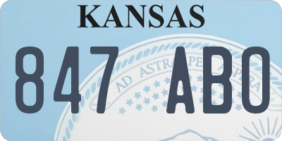 KS license plate 847ABO