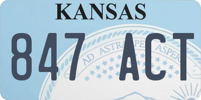 KS license plate 847ACT