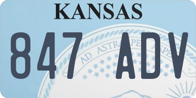 KS license plate 847ADV