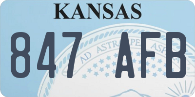 KS license plate 847AFB