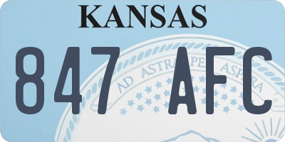 KS license plate 847AFC