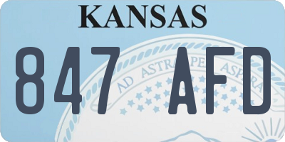 KS license plate 847AFD