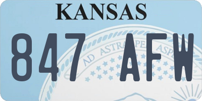 KS license plate 847AFW
