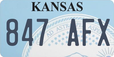 KS license plate 847AFX