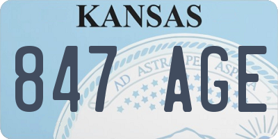 KS license plate 847AGE