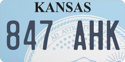 KS license plate 847AHK
