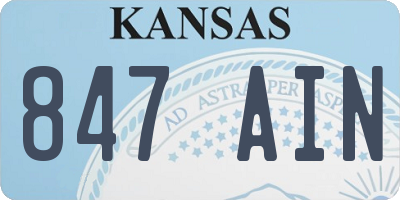 KS license plate 847AIN