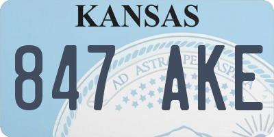 KS license plate 847AKE