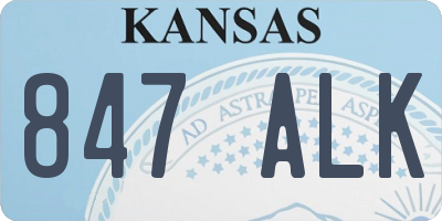 KS license plate 847ALK
