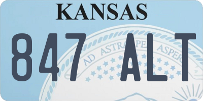 KS license plate 847ALT