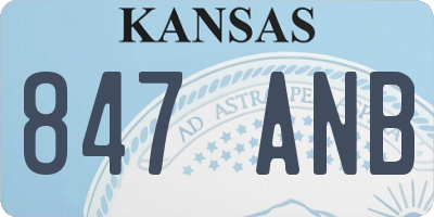KS license plate 847ANB
