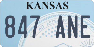 KS license plate 847ANE