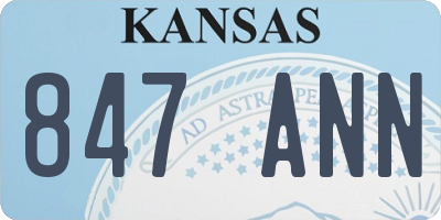 KS license plate 847ANN