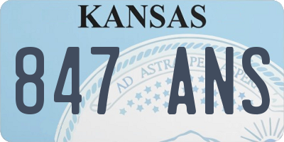 KS license plate 847ANS