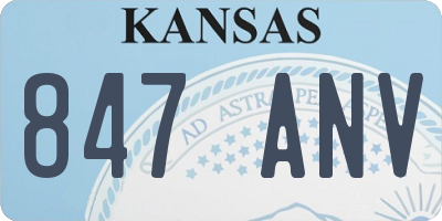 KS license plate 847ANV