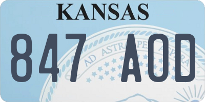 KS license plate 847AOD