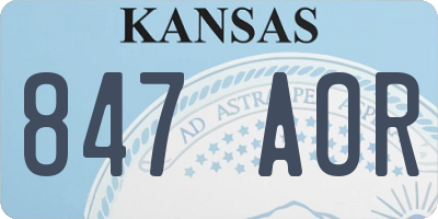 KS license plate 847AOR