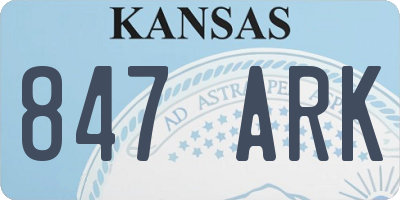 KS license plate 847ARK