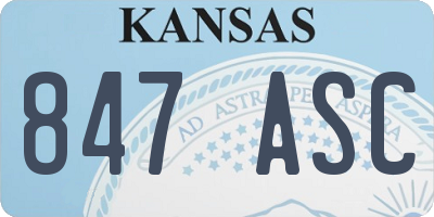 KS license plate 847ASC