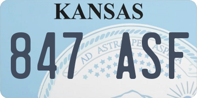 KS license plate 847ASF