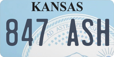 KS license plate 847ASH