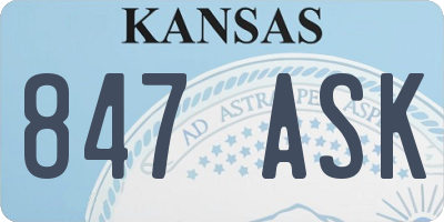 KS license plate 847ASK