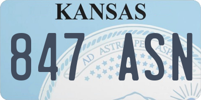 KS license plate 847ASN