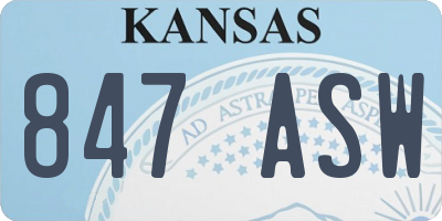 KS license plate 847ASW