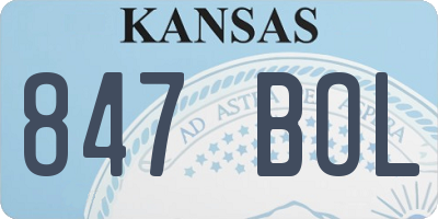 KS license plate 847BOL