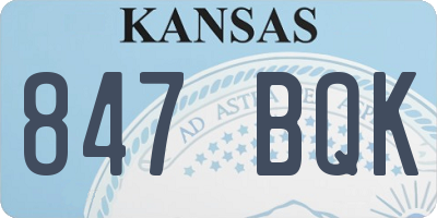 KS license plate 847BQK