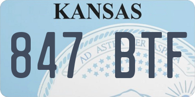 KS license plate 847BTF