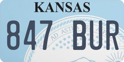 KS license plate 847BUR